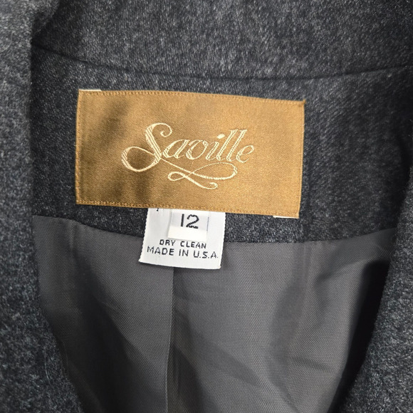 Vintage 90s Saville Gray Wool Blend Blazer Size 12 Made in USA Office Career - Picture 5 of 10